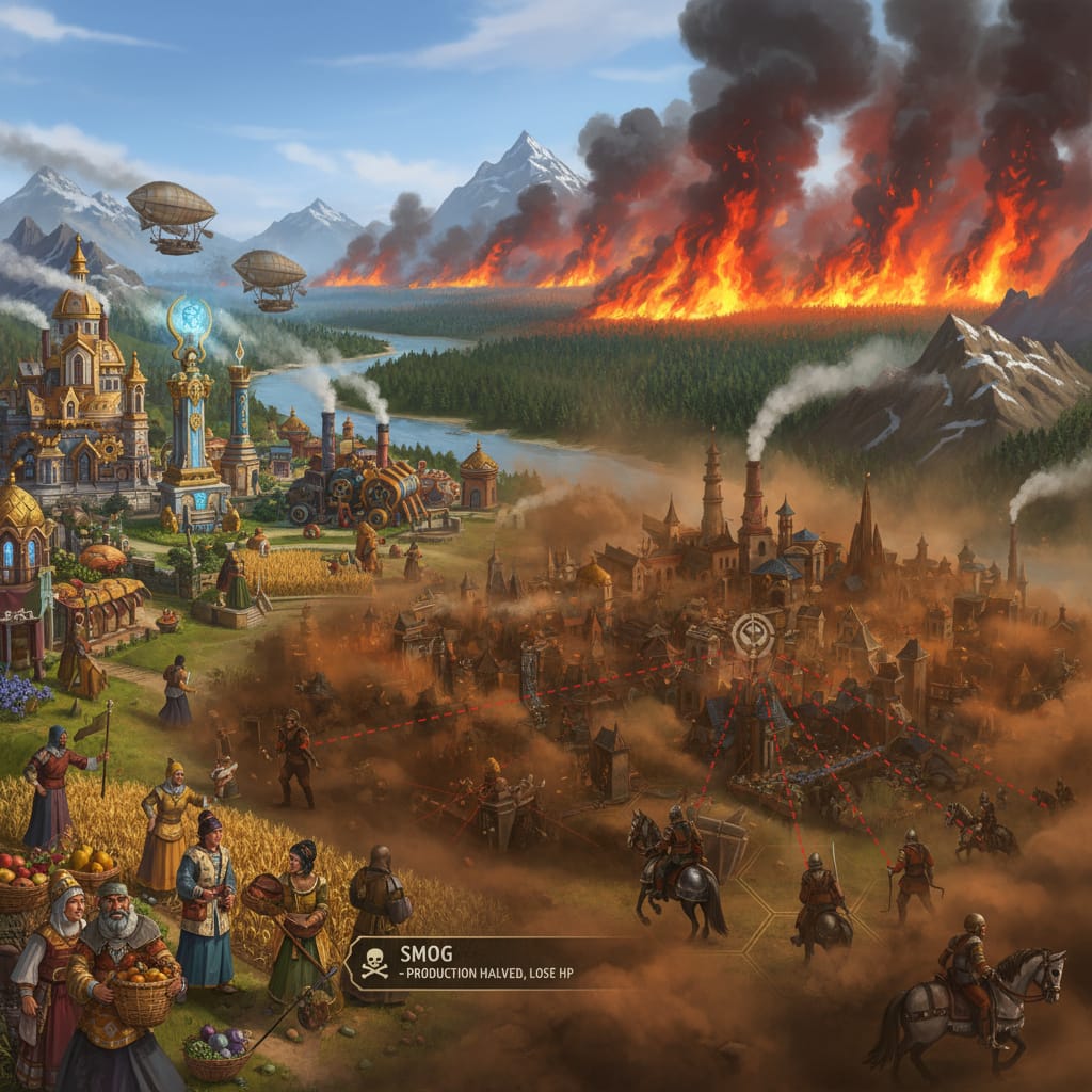 what if all forest fires in civ 6 created a temporary smog debuff on nearby cities